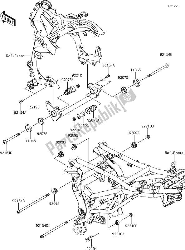 Tutte le parti per il 29 Engine Mount del Kawasaki KLE 650 Versys 2018