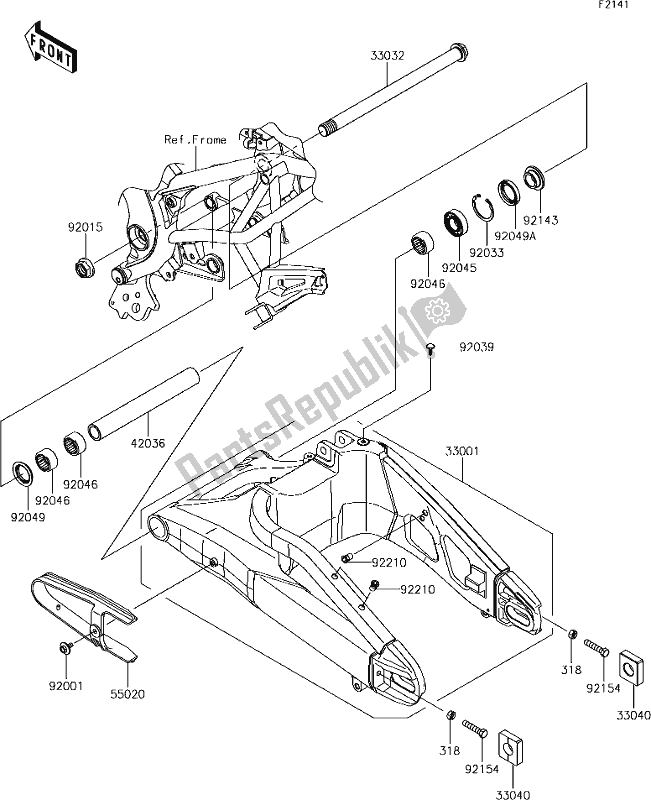 All parts for the 31 Swingarm of the Kawasaki KLE 650 Versys 2018