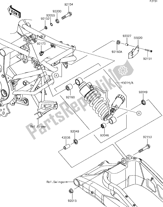 Wszystkie części do 32 Suspension/shock Absorber Kawasaki KLE 650 Versys 2018