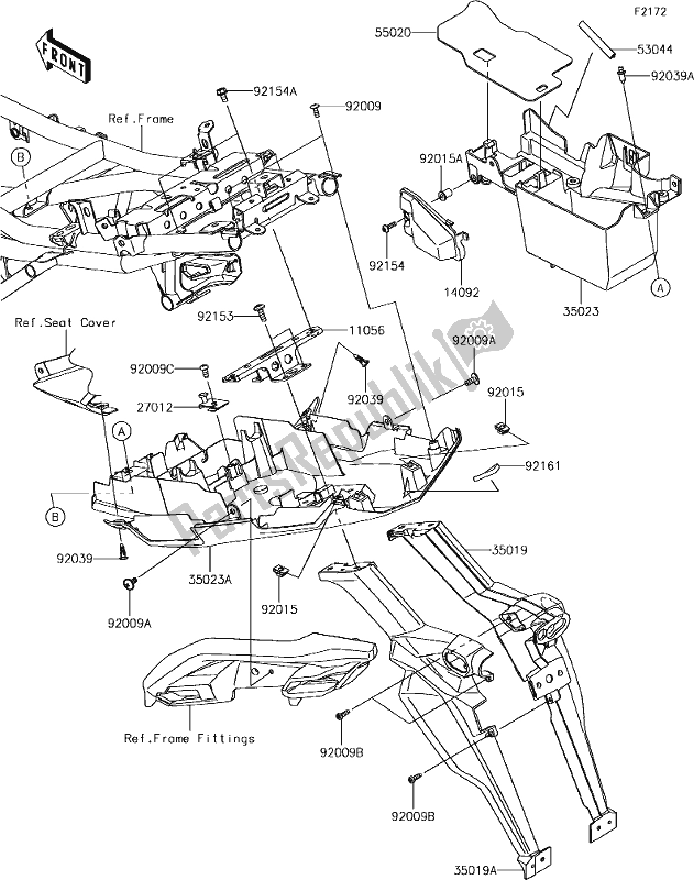 All parts for the 35 Rear Fender(s) of the Kawasaki KLE 650 Versys 2018