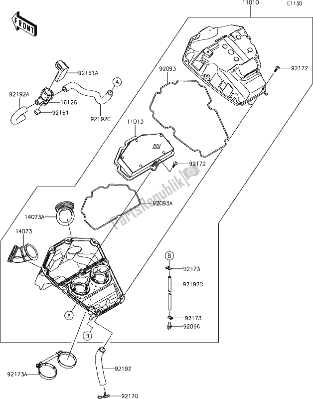 All parts for the 4 Air Cleaner of the Kawasaki KLE 650 Versys 2018