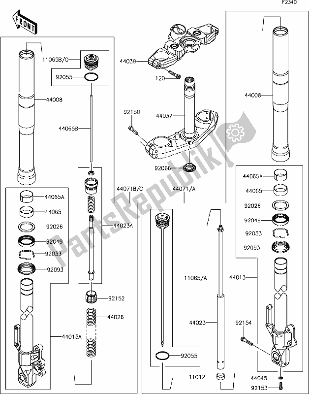 All parts for the 47 Front Fork of the Kawasaki KLE 650 Versys 2018