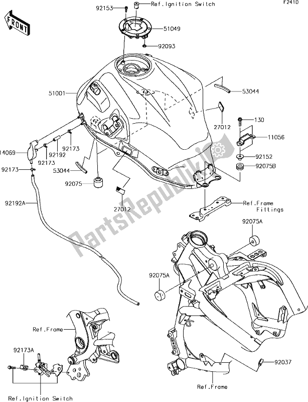 All parts for the 48 Fuel Tank of the Kawasaki KLE 650 Versys 2018