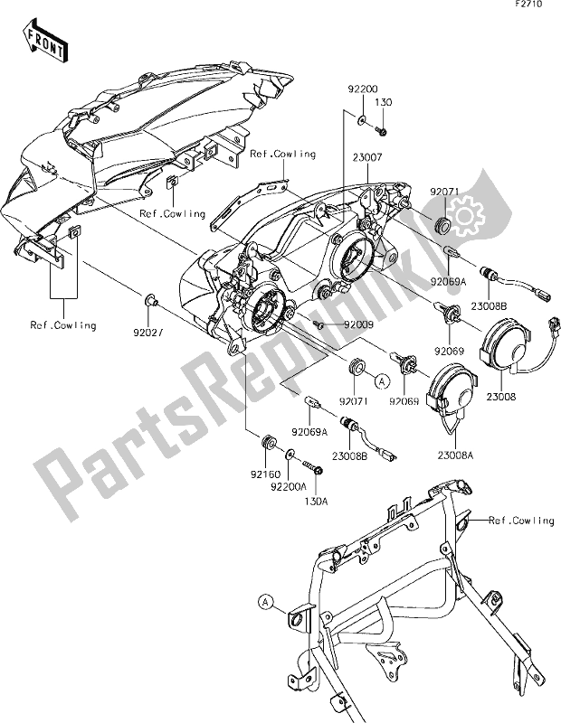 All parts for the 54 Headlight(s) of the Kawasaki KLE 650 Versys 2018