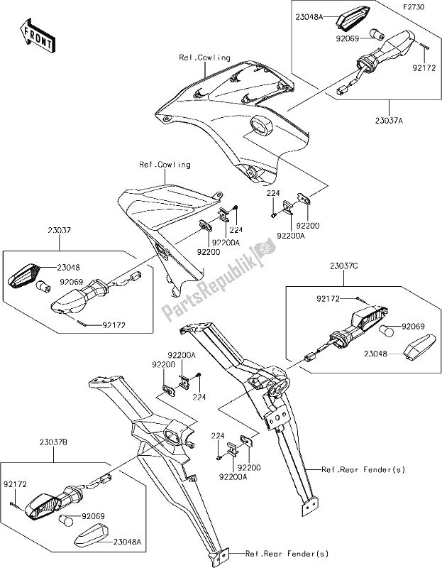 Tutte le parti per il 56 Turn Signals del Kawasaki KLE 650 Versys 2018