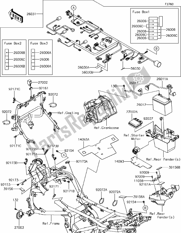 All parts for the 57 Chassis Electrical Equipment of the Kawasaki KLE 650 Versys 2018