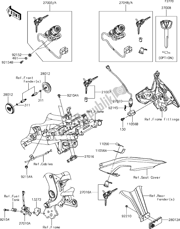 Toutes les pièces pour le 58 Ignition Switch du Kawasaki KLE 650 Versys 2018