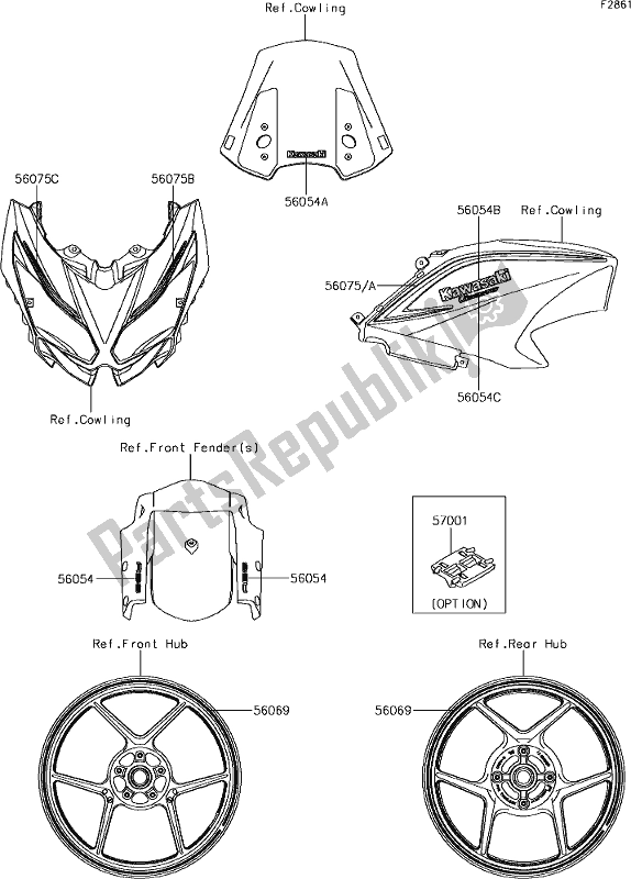 All parts for the 61 Decals(fhf) of the Kawasaki KLE 650 Versys 2018