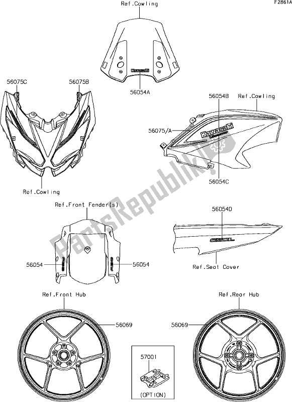 All parts for the 62 Decals(fhfw) of the Kawasaki KLE 650 Versys 2018