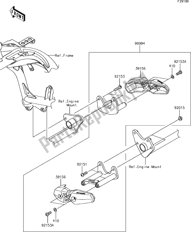 All parts for the 68 Accessory(engine Guard) of the Kawasaki KLE 650 Versys 2018