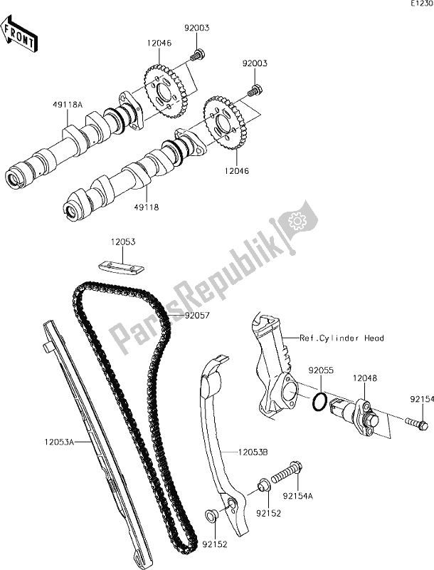 Alle onderdelen voor de 7 Camshaft(s)/tensioner van de Kawasaki KLE 650 Versys 2018