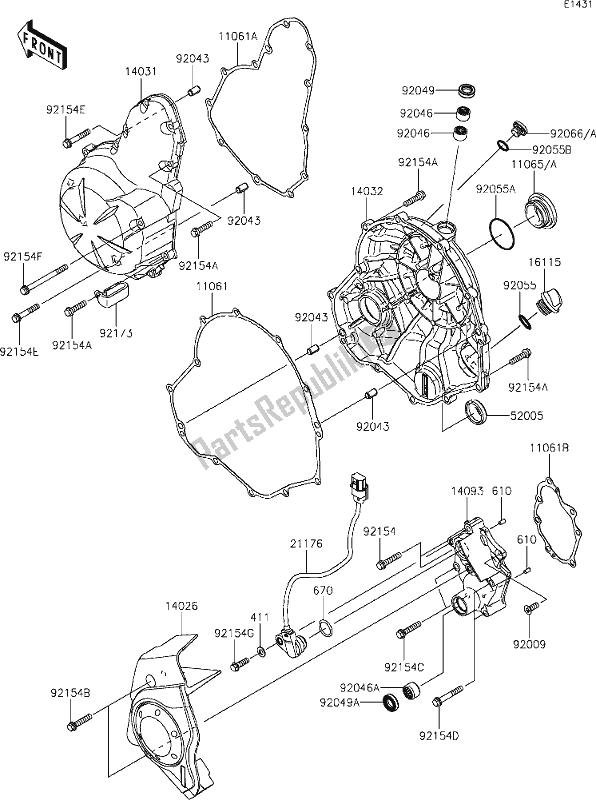 Toutes les pièces pour le 16 Engine Cover(s) du Kawasaki KLE 650 Versys 2019