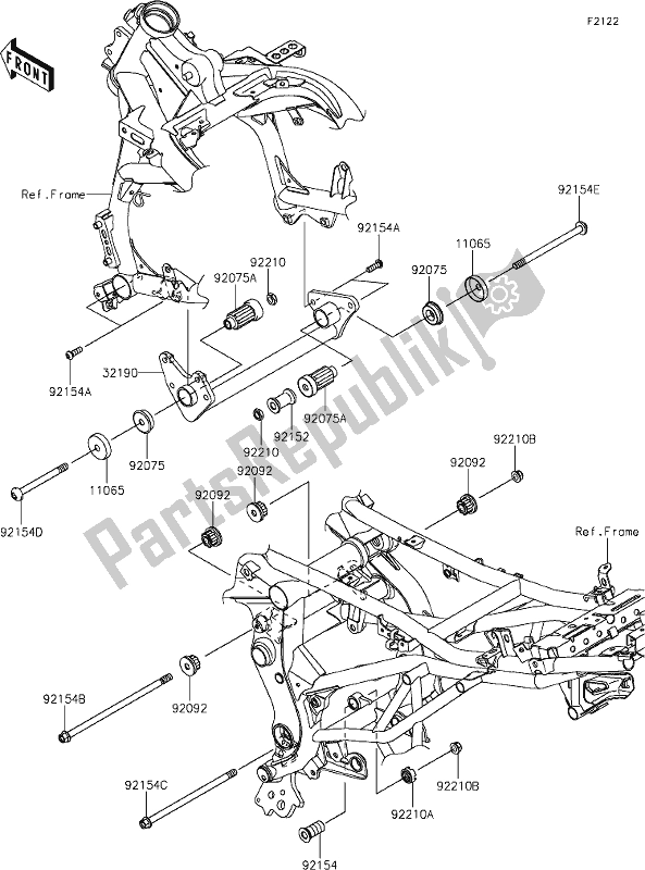 All parts for the 29 Engine Mount of the Kawasaki KLE 650 Versys 2019