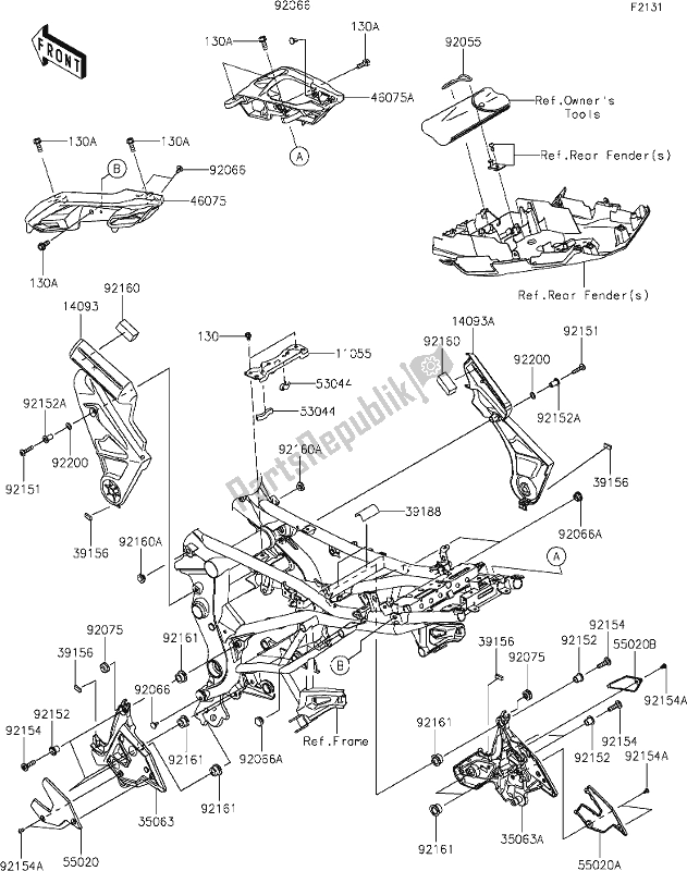 Alle onderdelen voor de 30 Frame Fittings van de Kawasaki KLE 650 Versys 2019