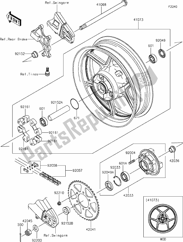 Alle onderdelen voor de 39 Rear Hub van de Kawasaki KLE 650 Versys 2019