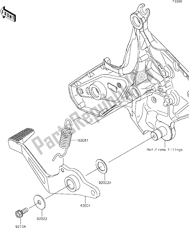 All parts for the 40 Brake Pedal of the Kawasaki KLE 650 Versys 2019