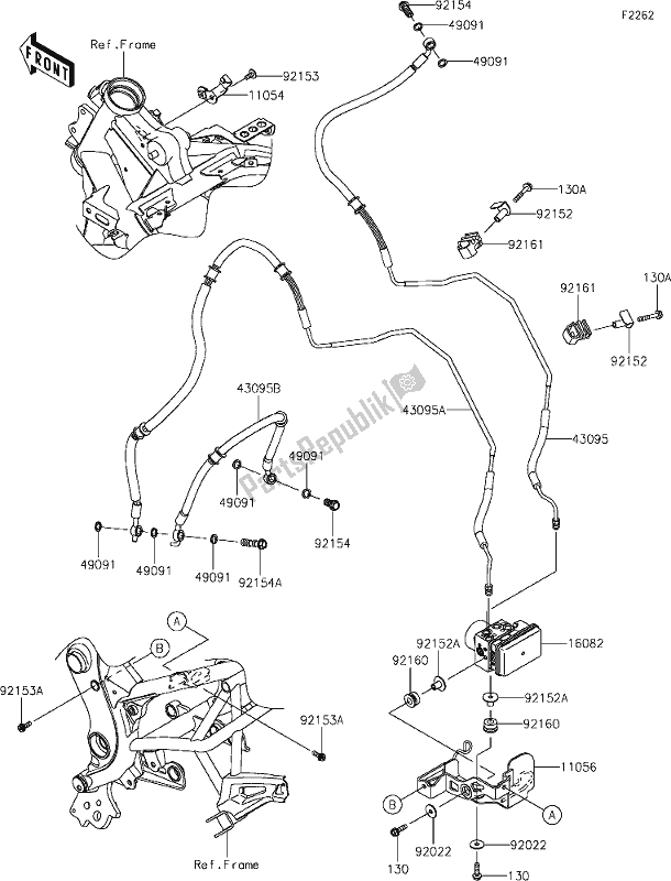 Todas as partes de 41 Brake Piping do Kawasaki KLE 650 Versys 2019