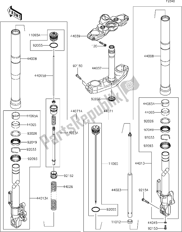 All parts for the 47 Front Fork of the Kawasaki KLE 650 Versys 2019