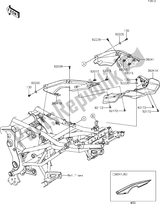 Wszystkie części do 53 Seat Cover Kawasaki KLE 650 Versys 2019