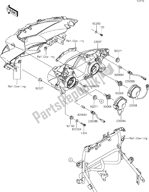 All parts for the 54 Headlight(s) of the Kawasaki KLE 650 Versys 2019