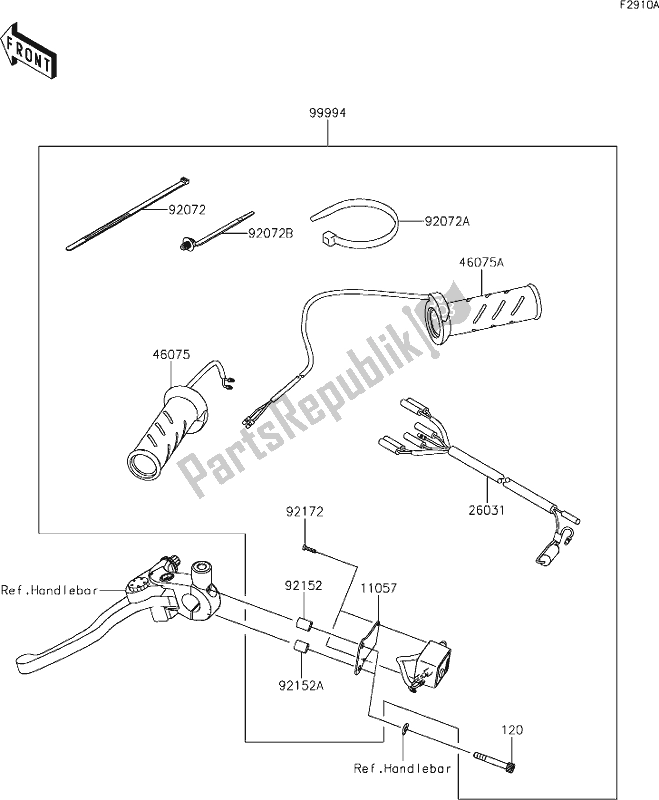 All parts for the 64 Accessory(grip Heater) of the Kawasaki KLE 650 Versys 2019