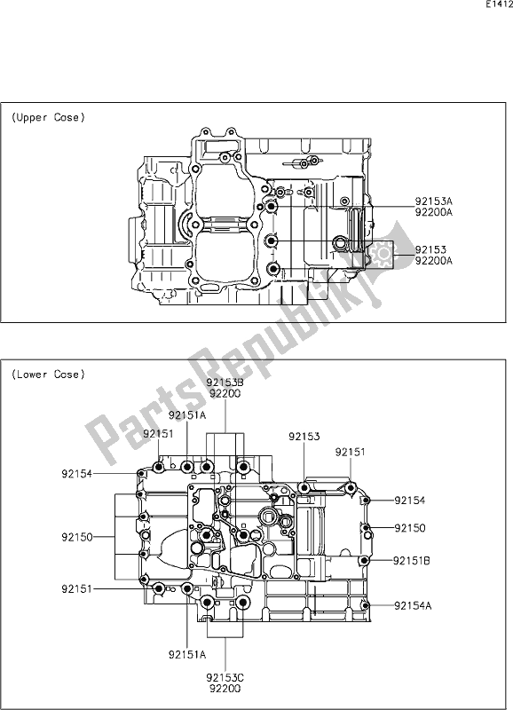 Tutte le parti per il 15 Crankcase Bolt Pattern del Kawasaki KLE 650 Versys 2020