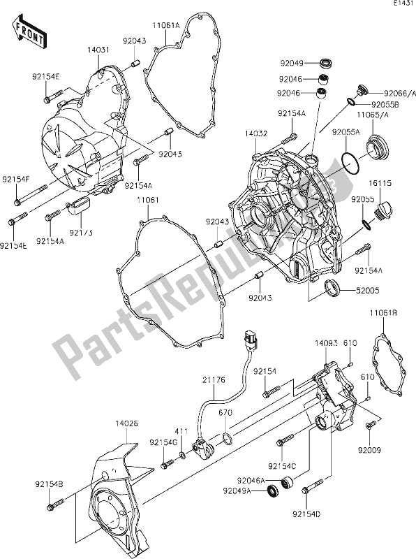 Wszystkie części do 16 Engine Cover(s) Kawasaki KLE 650 Versys 2020