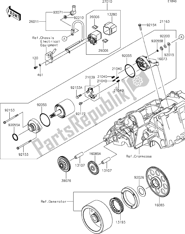 Wszystkie części do 24 Starter Motor Kawasaki KLE 650 Versys 2020