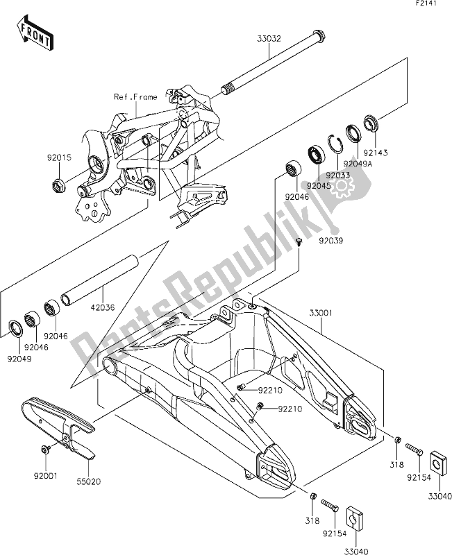 Tutte le parti per il 31 Swingarm del Kawasaki KLE 650 Versys 2020