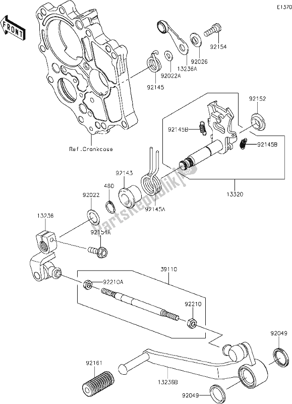 Toutes les pièces pour le 13 Gear Change Mechanism du Kawasaki KLE 650 Versys 2021