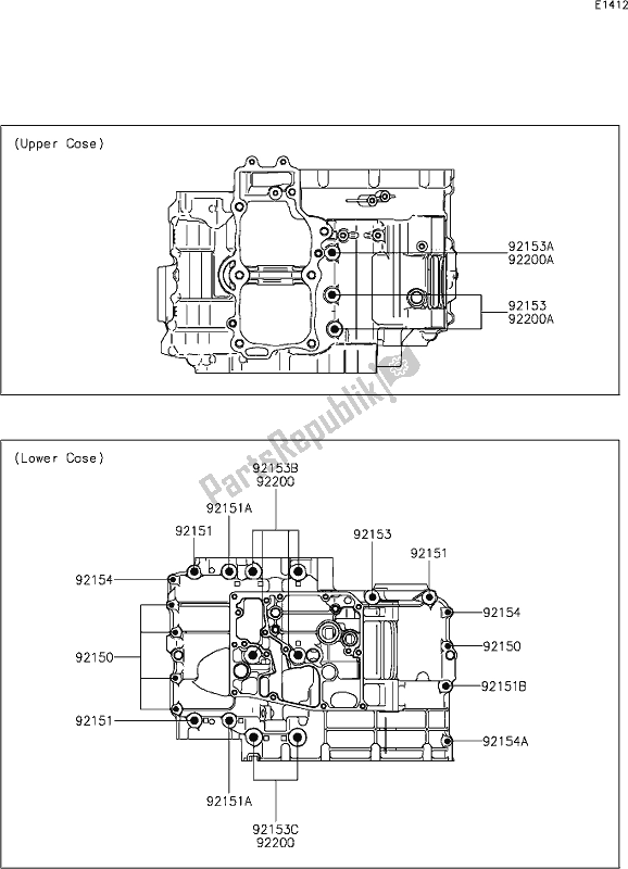 All parts for the 15 Crankcase Bolt Pattern of the Kawasaki KLE 650 Versys 2021