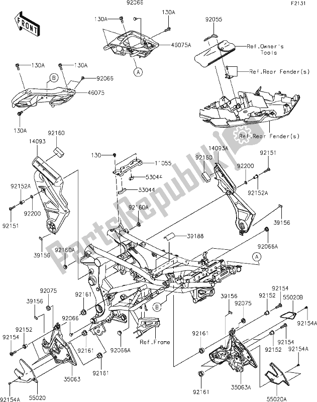 Alle onderdelen voor de 30 Frame Fittings van de Kawasaki KLE 650 Versys 2021