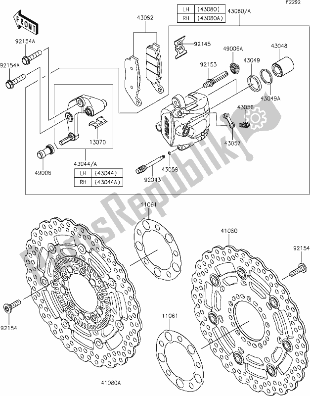 Alle onderdelen voor de 43 Front Brake van de Kawasaki KLE 650 Versys 2021