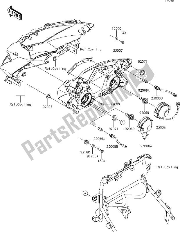 Todas las partes para 54 Headlight(s) de Kawasaki KLE 650 Versys 2021