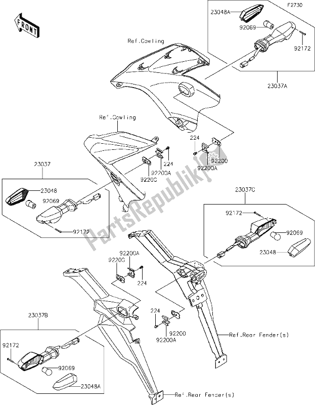 Alle onderdelen voor de 56 Turn Signals van de Kawasaki KLE 650 Versys 2021