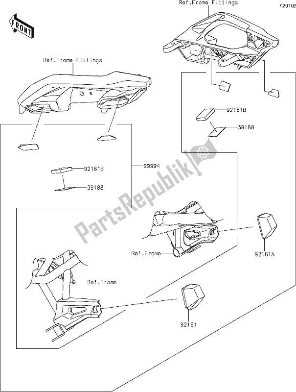 Toutes les pièces pour le 68 Accessory(bag Fitting Kit) du Kawasaki KLE 650 Versys 2021