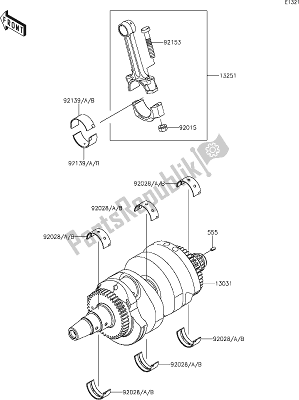 Alle onderdelen voor de 8 Crankshaft van de Kawasaki KLE 650 Versys 2021