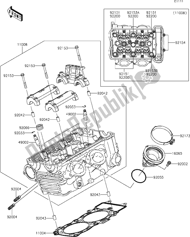 Todas las partes para 1 Cylinder Head de Kawasaki KLE 650 Versys Lams 2019