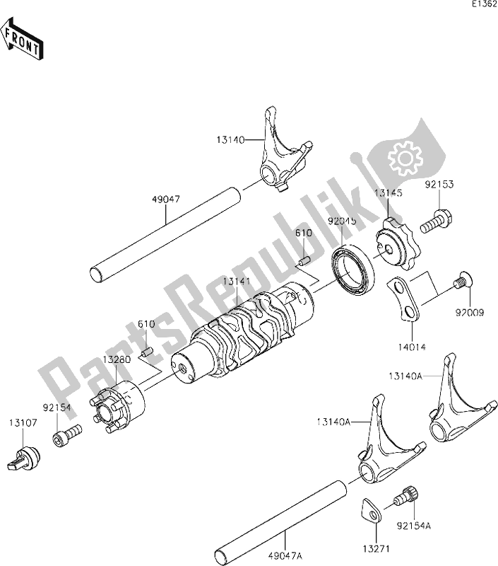 Tutte le parti per il 12 Gear Change Drum/shift Fork(s) del Kawasaki KLE 650 Versys Lams 2019