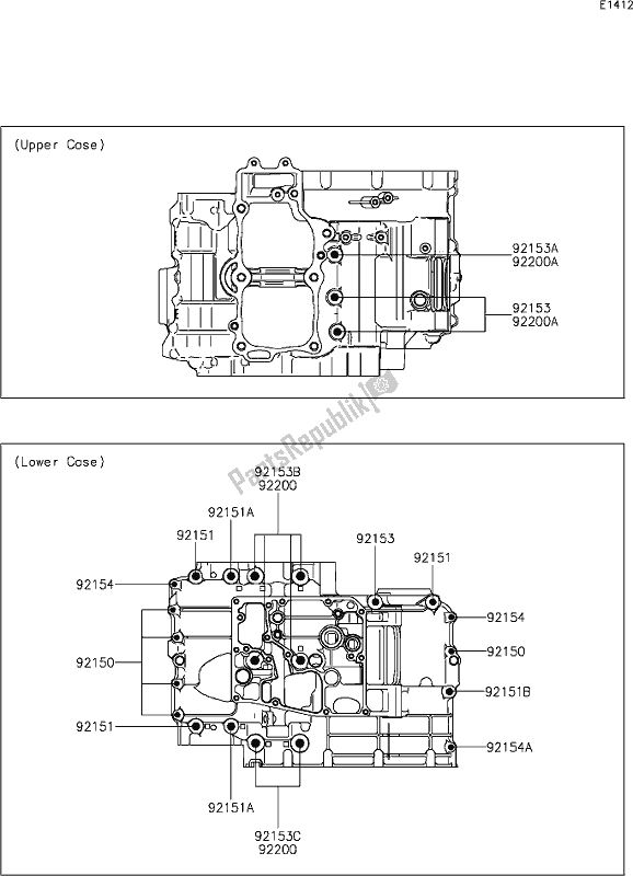 Tutte le parti per il 15 Crankcase Bolt Pattern del Kawasaki KLE 650 Versys Lams 2019