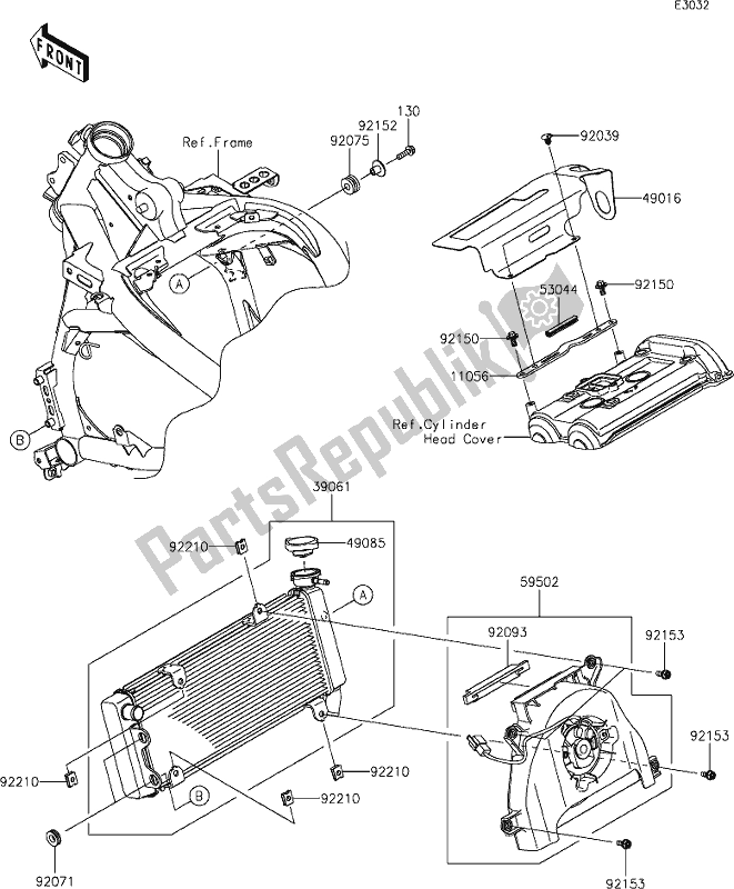 Tutte le parti per il 26 Radiator del Kawasaki KLE 650 Versys Lams 2019