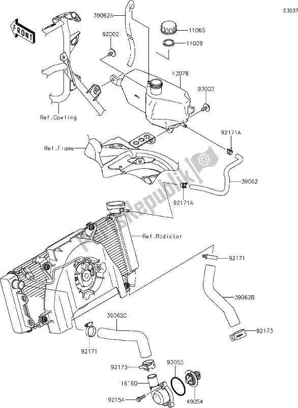 Tutte le parti per il 27 Water Pipe del Kawasaki KLE 650 Versys Lams 2019