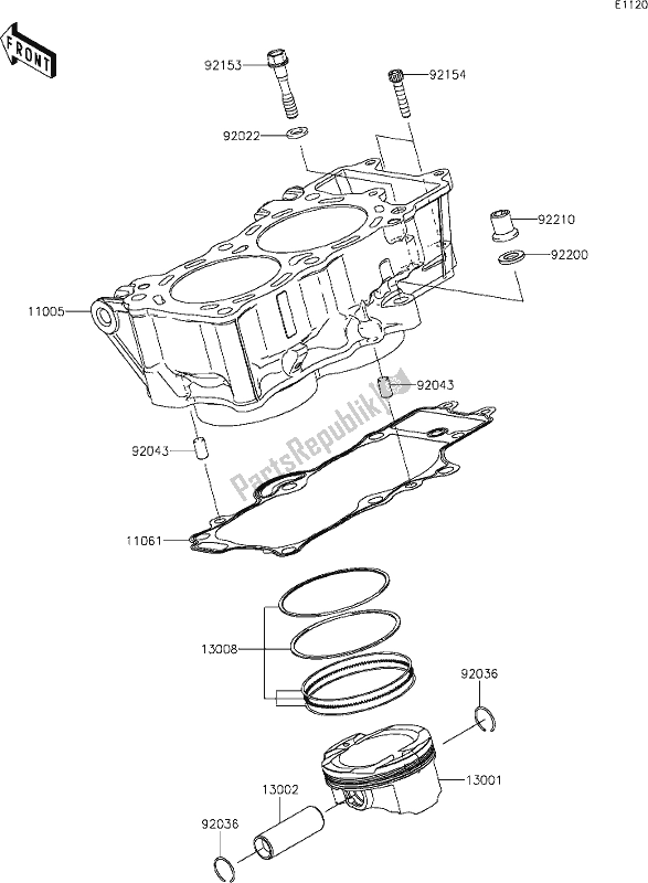 All parts for the 3 Cylinder/piston(s) of the Kawasaki KLE 650 Versys Lams 2019