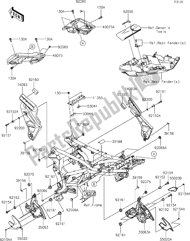 All parts for the 30 Frame Fittings of the Kawasaki KLE 650 Versys Lams 2019