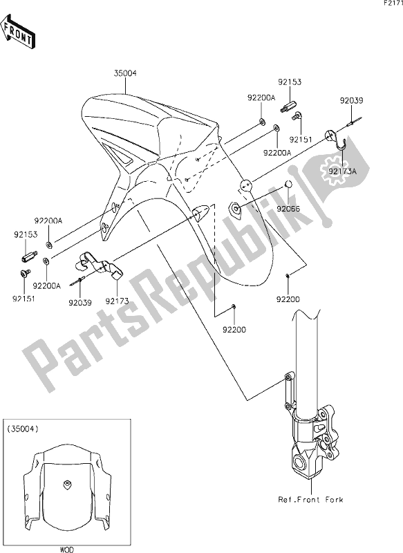 Tutte le parti per il 34 Front Fender(s) del Kawasaki KLE 650 Versys Lams 2019