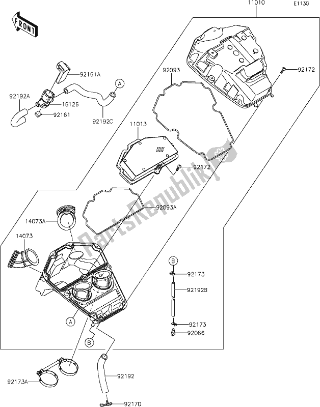 Toutes les pièces pour le 4 Air Cleaner du Kawasaki KLE 650 Versys Lams 2019