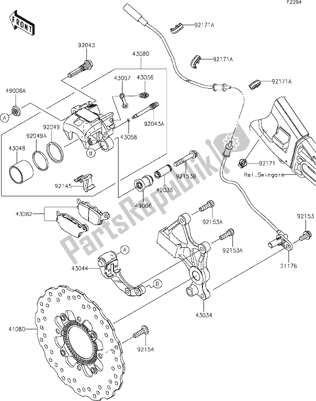 Tutte le parti per il 45 Rear Brake del Kawasaki KLE 650 Versys Lams 2019