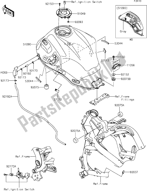 Tutte le parti per il 48 Fuel Tank del Kawasaki KLE 650 Versys Lams 2019