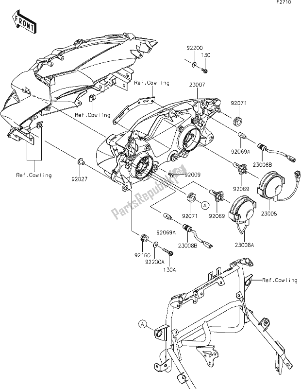 Tutte le parti per il 54 Headlight(s) del Kawasaki KLE 650 Versys Lams 2019