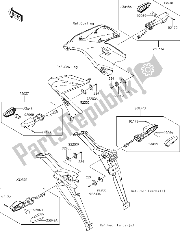 Tutte le parti per il 56 Turn Signals del Kawasaki KLE 650 Versys Lams 2019